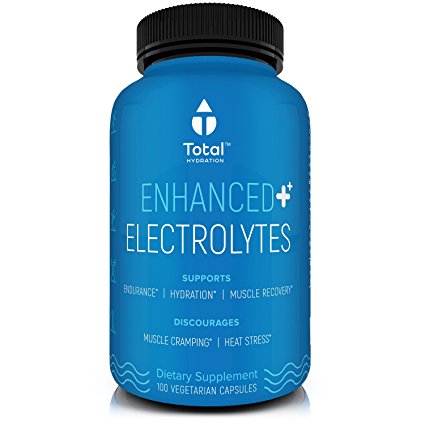 TOTAL HYDRATION Natural Himalayan Salt Electrolyte Replacement Capsules - #1 Ranked - Recovery from Endurance Sports, Heat, or Dehydration - Cramp reduction, Restores energy - 100 pills, USA Made