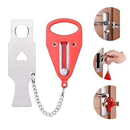 Portable Door Lock, Stainless Steel Padlock Anti-Theft Self-Defense Lockdown Replaces for Travel Hotel School Home Apartments