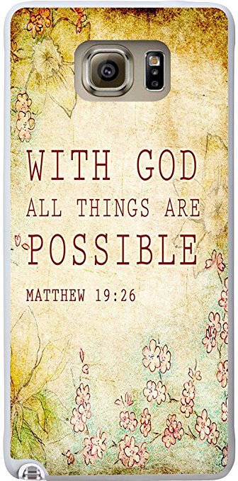 Note 5 Case Christian Quotes, Samsung Galaxy Note 5 Bible Verses Matthew 19:26 With God All Things Are Possible