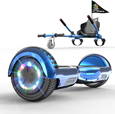 GeekMe Hoverboards with seat,Hoverboards with hoverkart，Hoverbaord seat go kart，Hoverboards LED Lights-Bluetooth Speaker-Flashing Wheels, Gift for Children