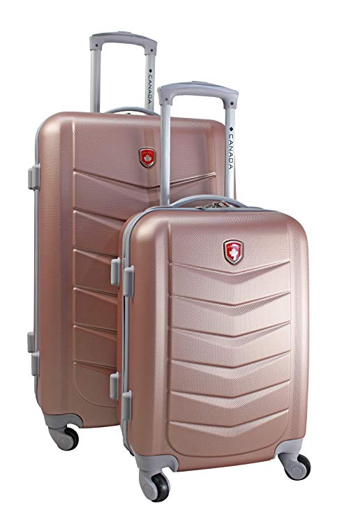 Canada Rose Gold Lightweight Hard Side Wheeled Suitcase 2 Piece Luggage Set …
