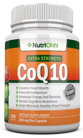 CoQ10 200mg (Double Strength), 120 Capsules - High Absorption Coenzyme Q10 - Clinically Proven Extra Strength CoQ10 Ubiquinone - 4 Month Supply!