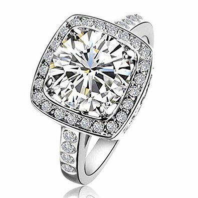 Retro Series Yoursfs Gorgeous 15ct Austrian Crystal Engagement Ring for Women 18k White Gold Plated