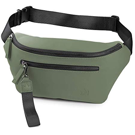 The Friendly Swede Fanny Pack for Men and Women - Fashion Crossbody Bag - Waist Bag Travel Pouch, VRETA (Matte Green)