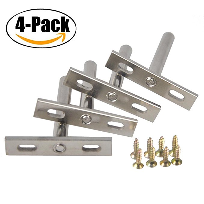 Floating Shelf Brackets-4 X Stainless Steel Brackets,Hidden,Flush mount, Low Profile,Invisible supports for any type of shelf - Hardened Steel Blind Supports shelves 50lbs (3 inch)