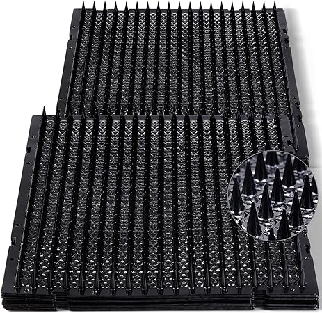 16 Pack Cat Repellent Outdoor Mat Cats Dogs Plastic Mats with Spikes Bendable Spiked Deterrent Training PET Mat Cat Repellent Mats for Indoor Outdoor Supplies, 18.3 Square Feet, 16 x 13 Inch (Black)