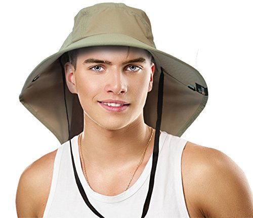 Sun Blocker Unisex Fishing Sun Hat with Neck Flap Large Bill Hiking Hunting Boating Safari Camouflage Cap