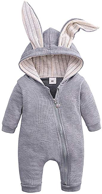 Motteecity Baby Toddler Boys Clothes Unisex Cute Bunny Long Sleeves Zipper Romper
