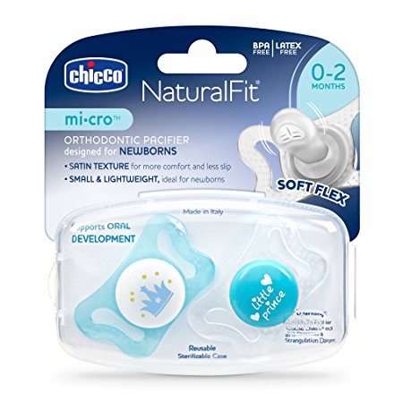 Chicco NaturalFit micro Newborn Pacifier, Blue, 0-2 Months