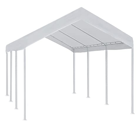 Abba Patio 10 x 20 ft Outdoor Heavy Duty Carport Car Canopy Portable Steel Garage Tent Boat Shelter for Party, Wedding, Garden Storage Shed, White, 8 Legs