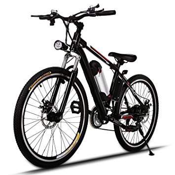 Electric Mountain Bike, JQstar 25" Aluminum 21 Speed US Stock Power Plus Ebike with Lithium-Ion Battery