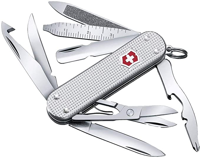 Victorinox Mini Champ Silver Alox - Swiss Army Pocket Knife 58 mm - 14 Tools