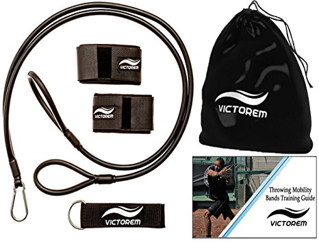 VICTOREM Throwing Mobility Bands – Bonus Carrying Bag, Connecting Strap, Workout Guide – Baseball, Softball, Quarterback, Exercise Resistance Bands – Arm Strength, Conditioning, Warmup - PT
