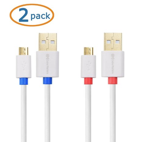 Cable Matters 2 Pack, Gold Plated Hi-Speed USB 2.0 Type A to Micro-B Cable in White 10 Feet