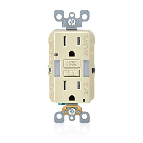 Leviton GFNL1-I Self-Test SmartlockPro Slim GFCI Tamper-Resistant Receptacle with Guidelight and LED Indicator, 15 Amp, Ivory