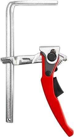 QWORK Ratcheting Table Clamp, Quick Release Ratchet Mechanism Vibration Resistant Clamping Steel Bar Clamp with 6-5/16" Capacity and 2-5/16" Throat Depth 540 lb Clamping Force for Sanding, Cutting