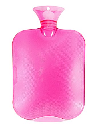 Attmu Premium Classic Rubber Hot Water Bottle, Transparent Hot Water Bottle, Pink 2L