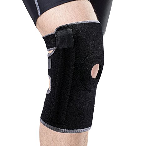 Knee Brace Adjustable Neoprene Knee Support Brace Sleeve for Arthritis,ACL, Meniscus Tear,Sports,Running, Basketball,Athletic (Black)