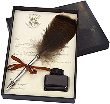 Antique Dip Feather Pen Set Writing Quill Ink Dip Pen Feather Calligraphy Pen Set, Included Ink