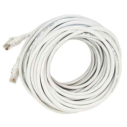 Ethernet Patch Cable - Woodsam TM - White - 25 FT - CAT5 RJ45 Computer Networking Cord - Local Area Network - LAN - Professional Gold Plated and Shielded Cable