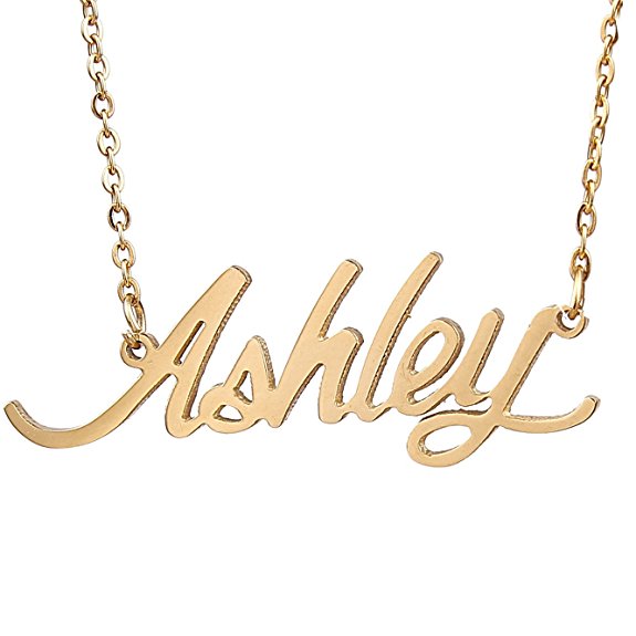 HUAN XUN Custom Name Necklace Personalized Initial Necklaces in Golden Silver