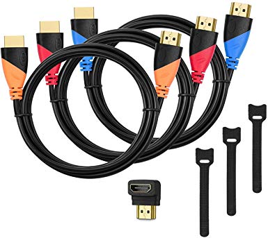 Perlegear HDMI Cable 3 Pack High-Speed 1.8m/6ft High Speed Lead with Gold Plated Corrosion Resistant Connectors, Supports 4k, Ethernet, 3D,1080P & Audio Return Channel Xbox PlayStation PS3 PS4