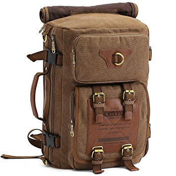 S-ZONE 3 - Ways Vintage Canvas Laptop Backpack Travel Rucksack Handbag Camping Backpack Shoulder Messenger Bag Satchel School Bags Crossbody Daypack