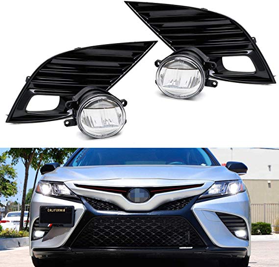 iJDMTOY 89-412-White Japan Style Complete 15W High Power Light Kit for 2018-up Toyota Camry SE & XSE, Includes (2) LED Fog Lamps, Gloss Black Bezel Covers & On/Off Switch Relay Wiring Harness