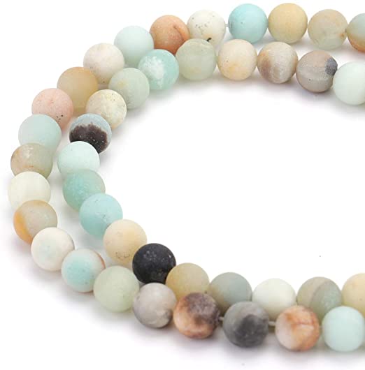 Tosnail 90 Pieces 8mm Round Amazonite Gemstone Loose Beads Natural Energy Stone Beads Strand - 14.75 Inches Each Strand