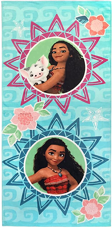 Jay Franco Disney Moana Waves Kids Bath/Pool/Beach Towel - Super Soft & Absorbent Fade Resistant Cotton Towel, Measures 28 inch x 58 inch (Official Disney Product)