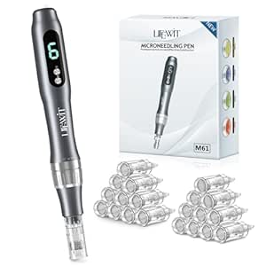 Lifewit Professional Microneedling Pen with 20 Replacement Cartridges, Electric Micro Needling Microneedle Pen, Wireless Microneedle Machine for Home Use, 8pcs 16pin 8pcs 36pin 2pcs 42pin 2pcs Nano