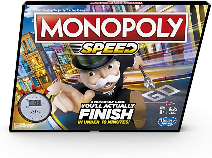 Monopoly Speed - Fast playing Monopoly Board Game, Play time in under 10 min, Game for 2-4 Players - Ages 8