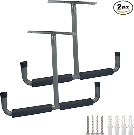 Fpz-bd 16.5 Inch Garage Ceiling Storage Racks,Heavy Duty Overhead Garage Storage Rack For Bike,Pipe,Ladder,Wood(2Pack,Gray,Included Plastic Anchors And Fixing Screws)