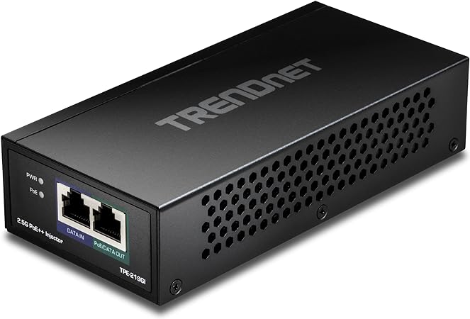 TRENDnet 2.5G PoE   Injector, TPE-219GI, 90W PoE  , 30W PoE , 15.4W PoE, IEEE 802.3 bt /802.3at/802.3af Compliant, Metal Housing, Up to 100m (328 ft.), Black