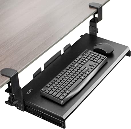 VIVO Large Under Desk Height Adjustable Ergonomic Keyboard Tray, C-clamp Mount System, 27 x 11 inch Slide-Out Platform Computer Drawer for Typing and Mouse Work, Black (MOUNT-KB05HB)