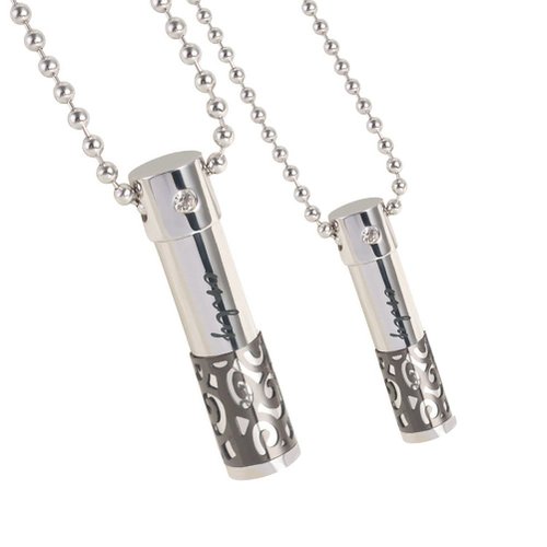 2 Pcs His And Hers Matching Set Stainless Steel Essential Oil Diffuser Necklace,Ball Chain