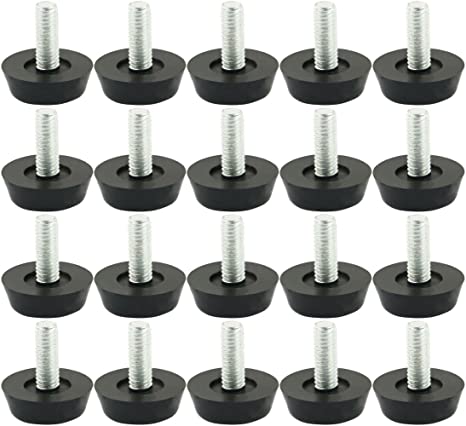 uxcell Screw on Furniture Glide Leveling Foot Adjuster 22mmxM6x20mm 20 Pcs