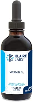 Klaire Labs Vitamin D3 Drops - High Potency 5,000 IU Liquid Cholecalciferol in MCT Oil for Enhanced Absorption, No Corn or Gluten (120 Servings, 4 Fluid Ounces)