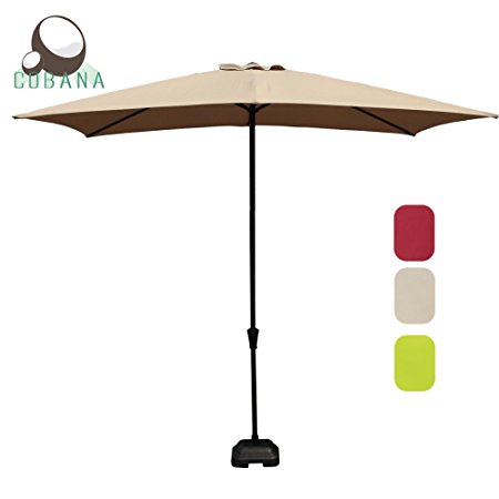 Rectangular Patio Umbrella, Outdoor Table Market Umbrella with Umbrella Cover Push Button Tilt/Crank, Beige by COBANA