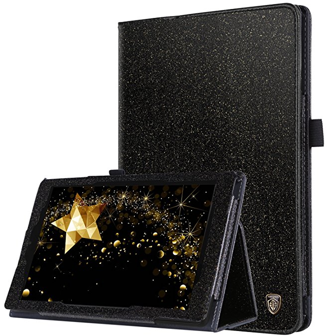 BENTOBEN Case for Fire HD 8 (2017 and 2016 Release,7th/6th Generation) Luxury Glitter Sparkly Folio Folding Stand Cover with Stylus Holder & Auto Wake/Sleep Bling Smart Case for Fire HD 8 Tablet,Black