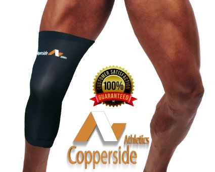 Copperside Athletics Premium Copper Compression Knee Sleeve - GUARANTEED Recovery and Healing-Performance for Muscle and Joint Support - Top Notch Quality-Comfortable to Wear - Not a Tommie Brace