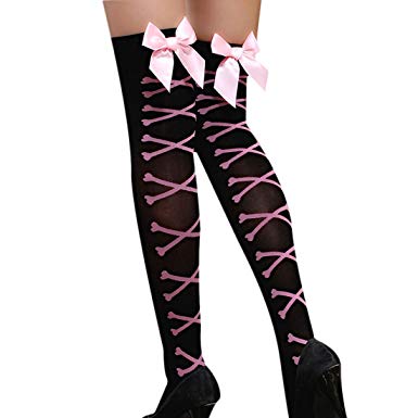 Voberry Sexy Womens Girls Mesh Bow Thigh High Stockings