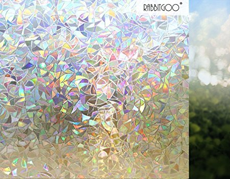 Rabbitgoo 3D No Glue Static Decorative Privacy Window Films for Glass Self Adhesive Heat Control Anti Uv 35.4in. By 78.7in. (90 x 200CM)