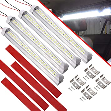 CZC AUTO LED Interior Light Bar 12V RV Strip Light Fixtures with ON/Off Switch Camp Shell Light 48 LED Strip Lights for Van Lorry RV Motorhome Truck Trailer Boat Cabinet Camping 4 Pack
