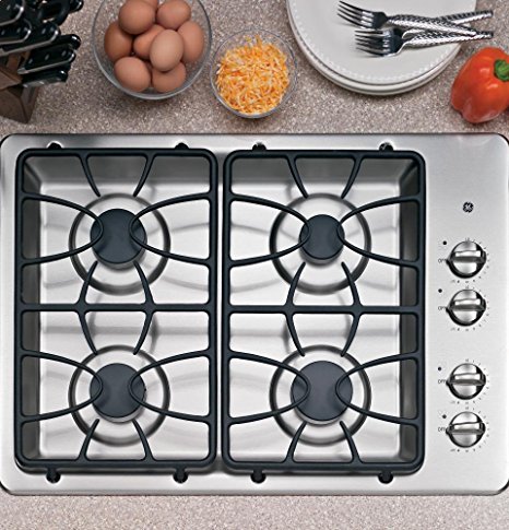 30" Wide 4 Sealed Burner Gas Cooktop Matte Grates Dishwasher-Safe Grates and Knobs Continuous Grates: Stainless