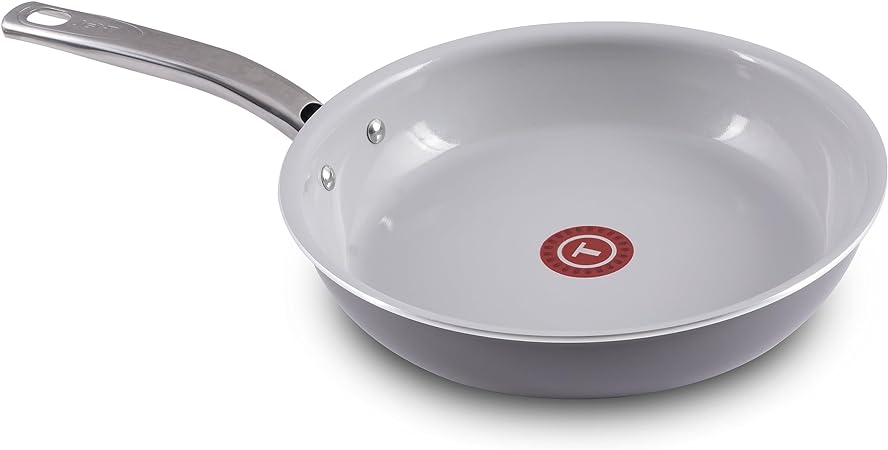 T-fal Fresh Gourmet Recycled Ceramic Nonstick Fry Pan, 12 Inch, Oven Broiler Safe 500F Cookware, Pots and Pans, Grey