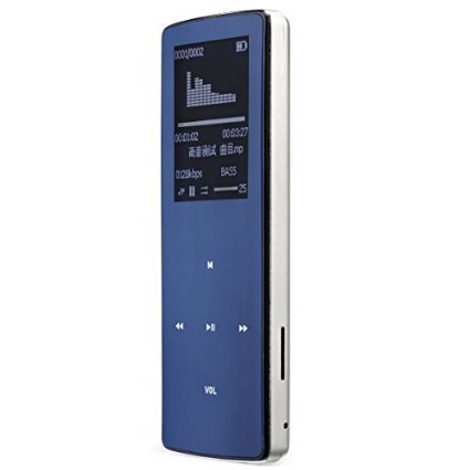 HONGYU® W6 HIFI Bluetooth Mp3 Music Player Pure Bass Metal Body 8gb/fm/1.8" TFT Screen/e-book/Voice recorder/max 32gb Tf Card Supported,50 HOURS Continuous Playback(Dark Blue)