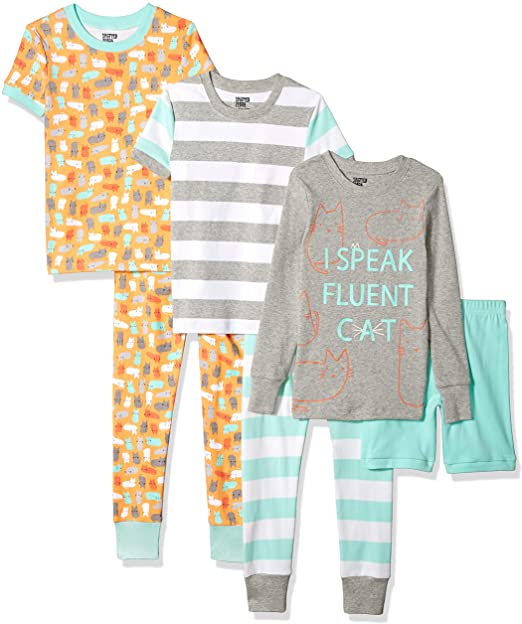 Amazon Brand - Spotted Zebra Girls' Snug-fit Cotton Pajamas Sleepwear Sets