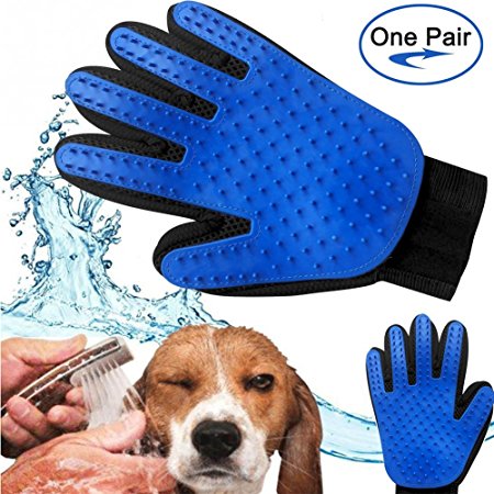 Pet Grooming Glove and Deshedding Glove Brush Best for Dogs & Cats Long & Short Fur Massage Tool with Enhanced Five Finger Design