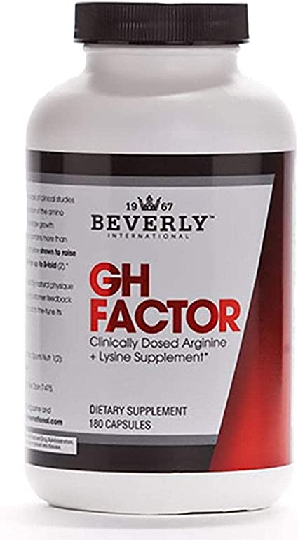 Beverly International GH Factor, 180 Capsules. Clinically Dosed Arginine   Lysine Supplement.